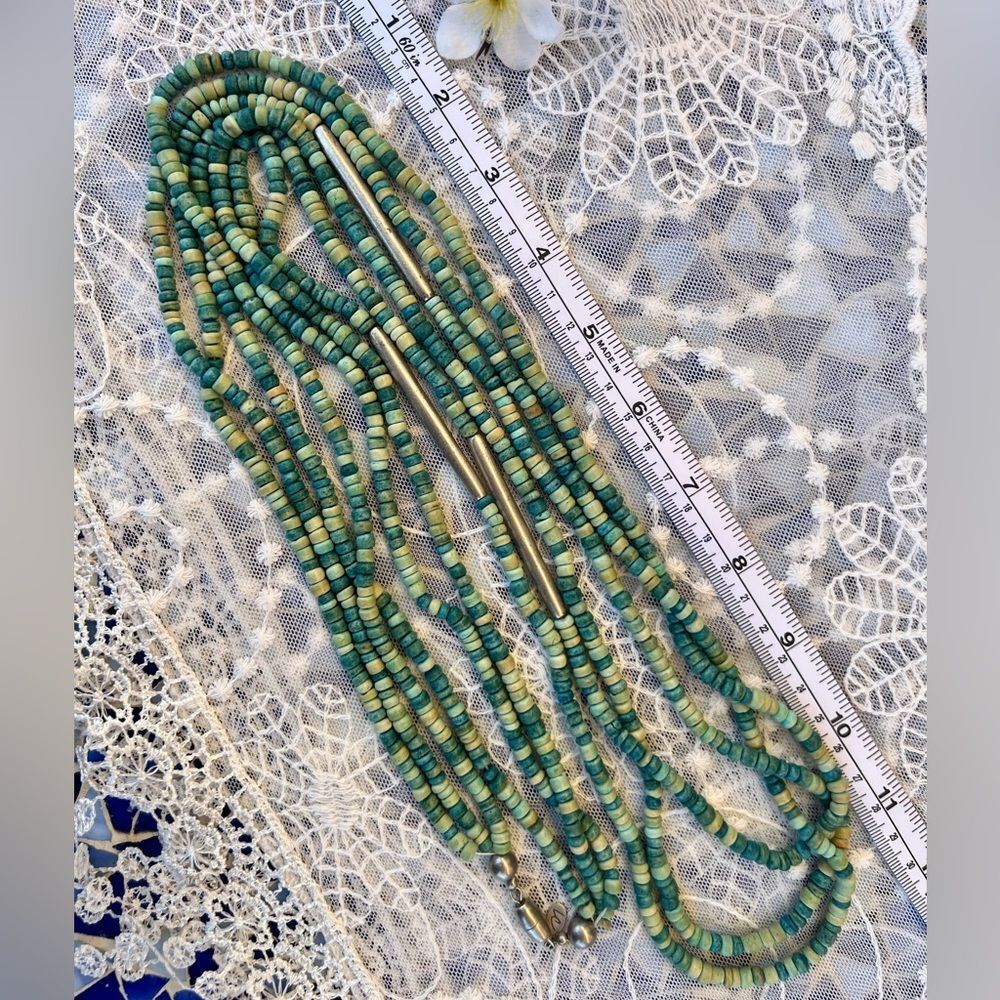 Vintage Liz Clairborne Turquoise Heshi Multi-strand Beaded Necklace 44.5” - Picture 7 of 9